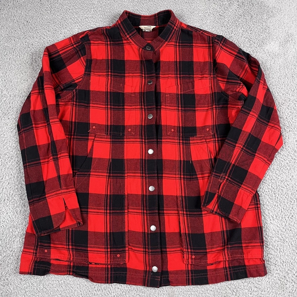 Duluth Trading Co Shacket Mens Medium Buffalo Plaid Flannel Snap Button
